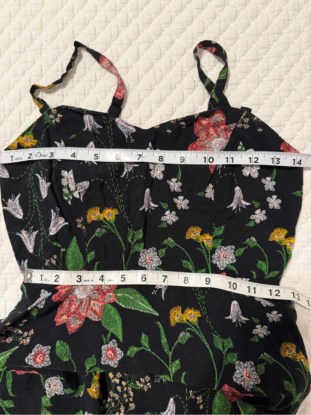 Old Navy Black Floral Sundress with Pink, Green & Yellow Embroidery - Picture 8 of 12